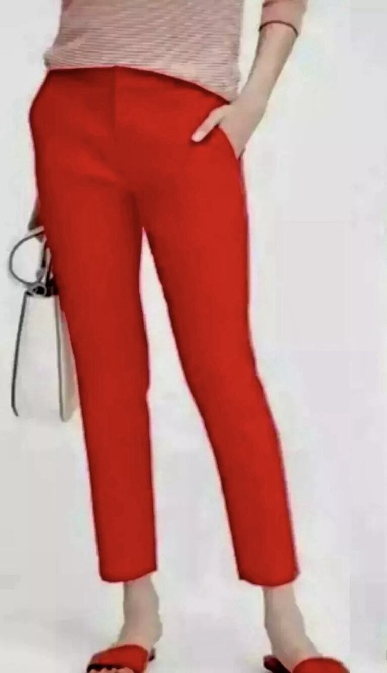 Banana Republic Avery Red Cropped Mid Rise Straight Leg Crepe Trouser Womens 2